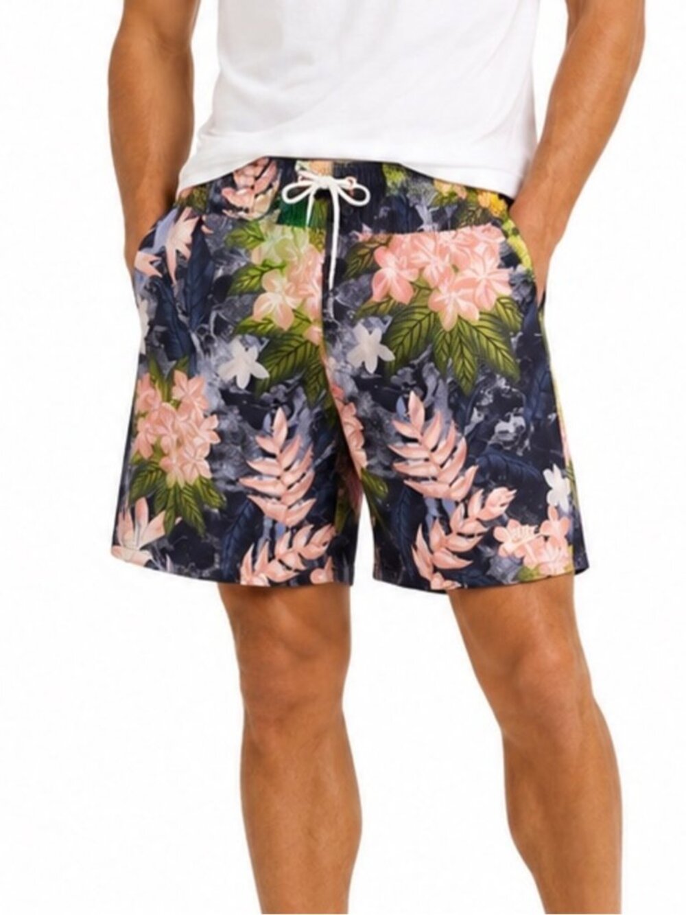 Nike Club Flow Tropical Floral Shorts Medium Purple Mesh Lined Drawstring Mens